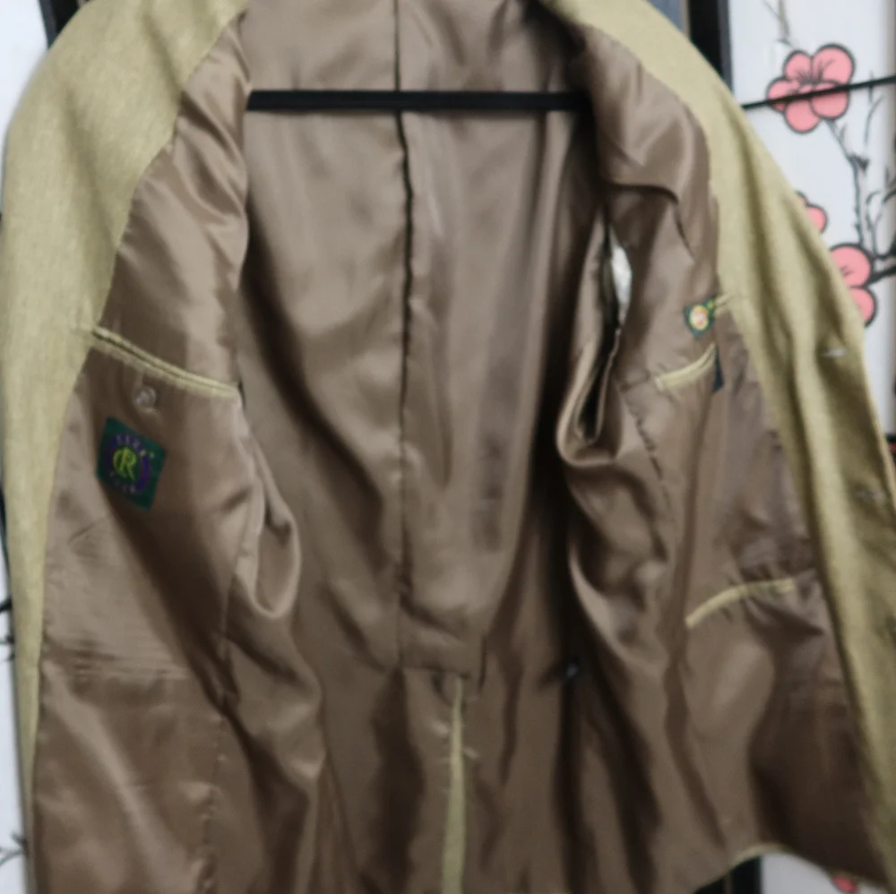 Vintage Club Room Olive Wool Silk Blend Blazer Sports Coat 44R